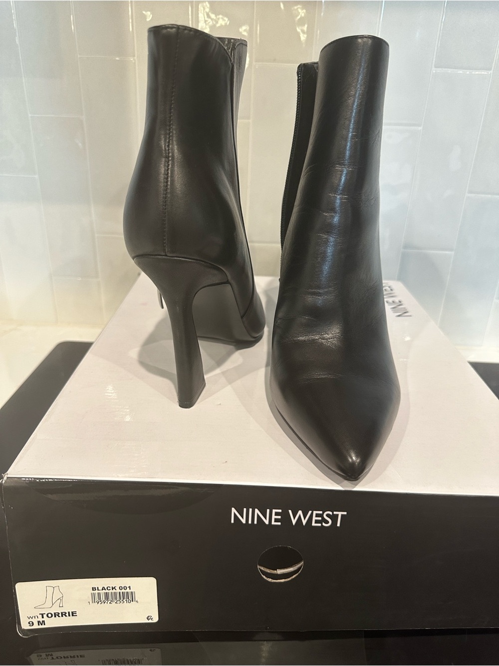 Nine West Black Pointed Toe High Heel Ankle Boots